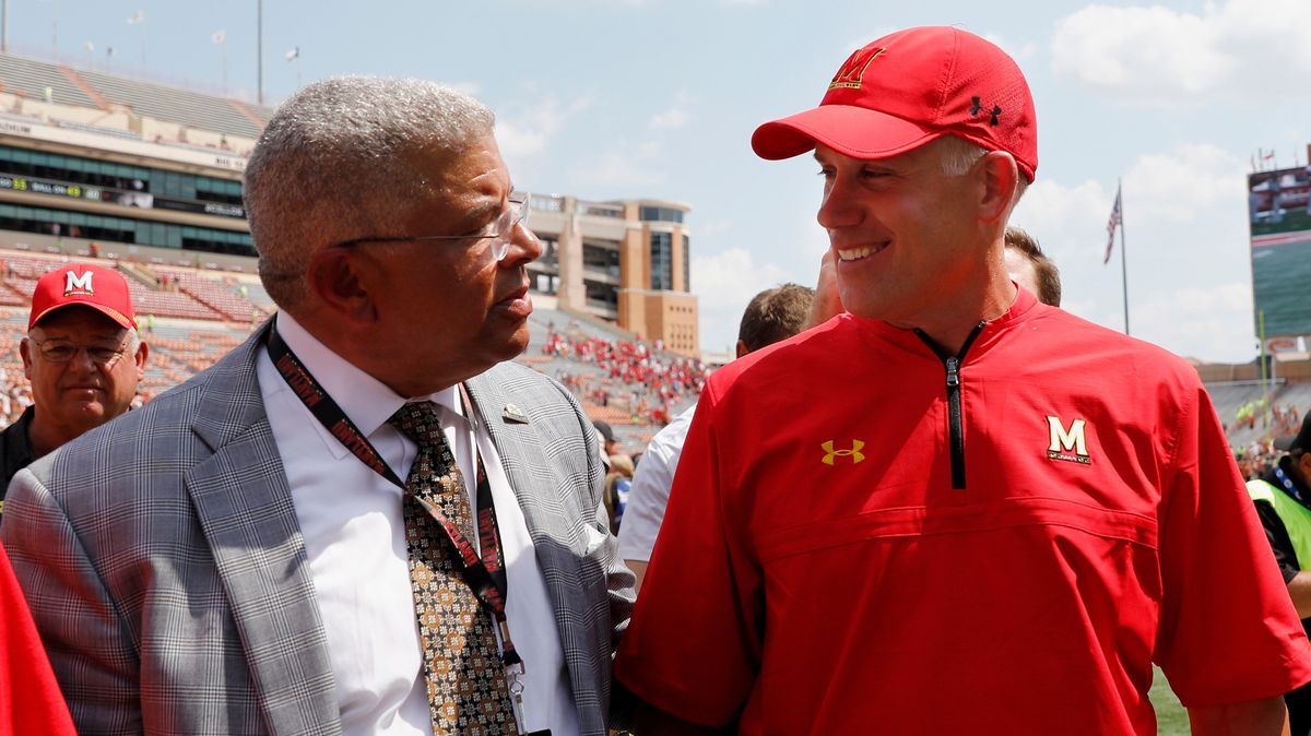 Kevin Anderson (left) with Maryland football head coach D.J. Durkin