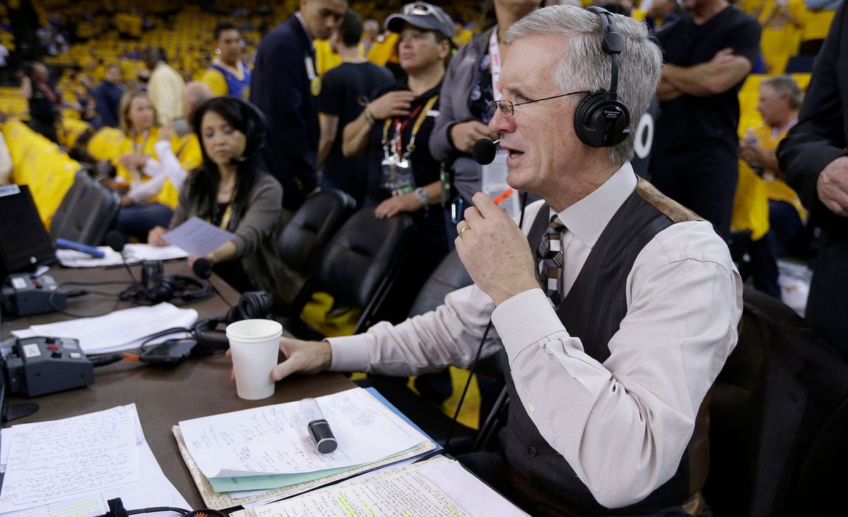 Breen broadcasting the 2015 NBA Finals. (Photo Credit: Ben Margo/ [object Object] .)
