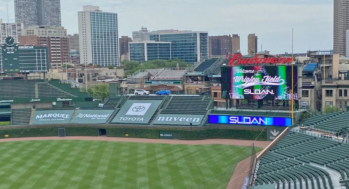 There won’t be fans in the bleachers, but there are tons of new ads at Wrigley Field.