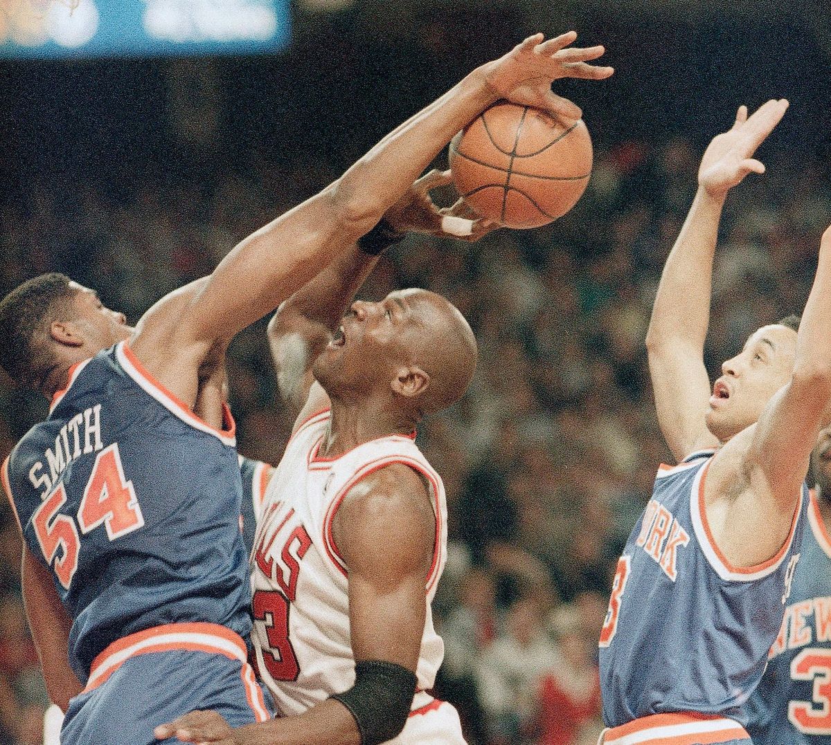 Suffocating defense by the Knicks held Michael Jordan to just 40% shooting in the 1993 Eastern Conference Finals.