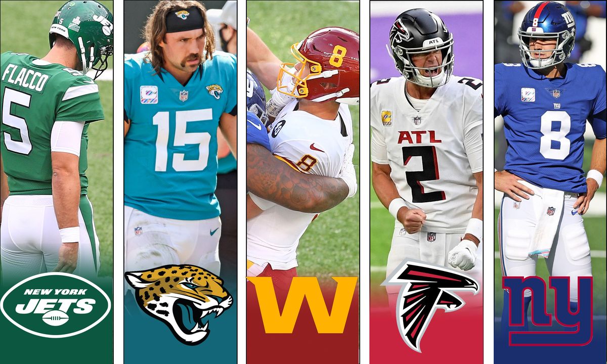 Jets’ Joe Flacco, Jag’s Gardner Minshew, Washington’s Kyle Allen, Atlanta’s Matt Ryan and Giants’ Daniel Jones.