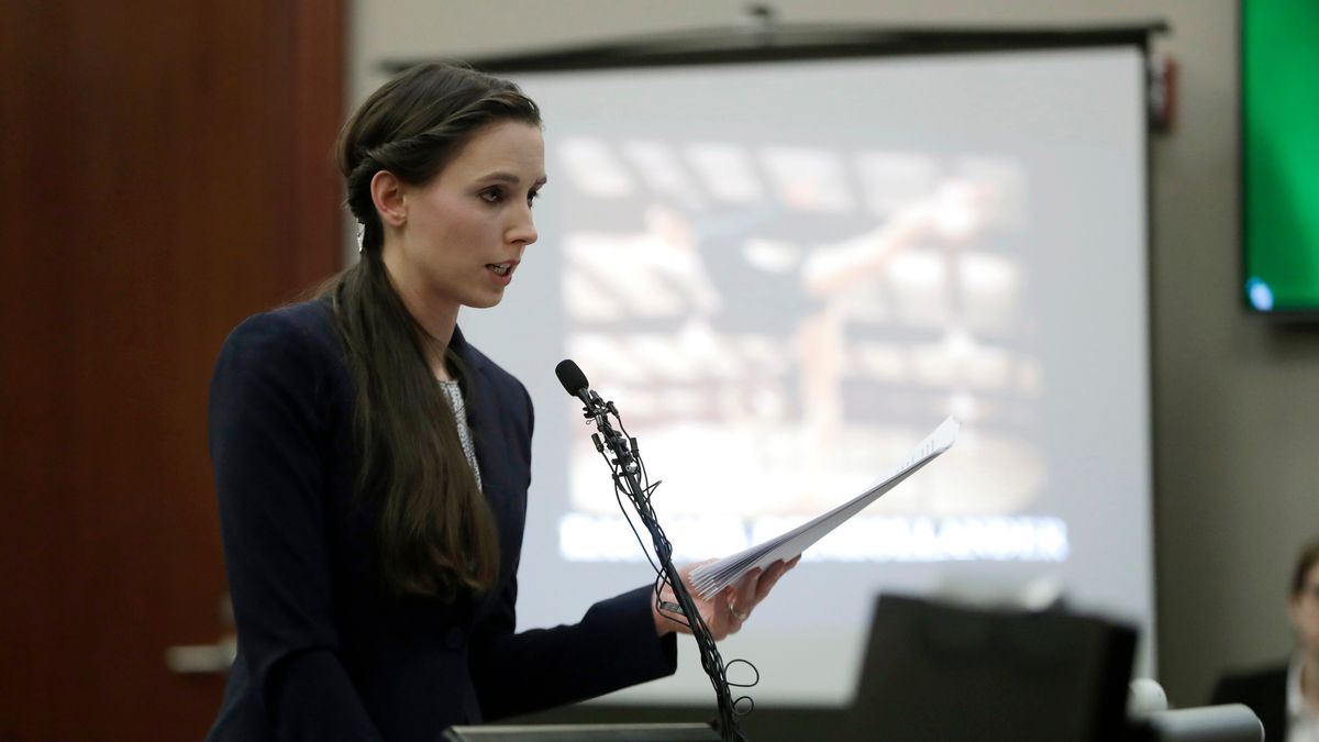 Rachael Denhollander testifying on January 24 in Ingham County via Carlos Osorio/ [object Object]
