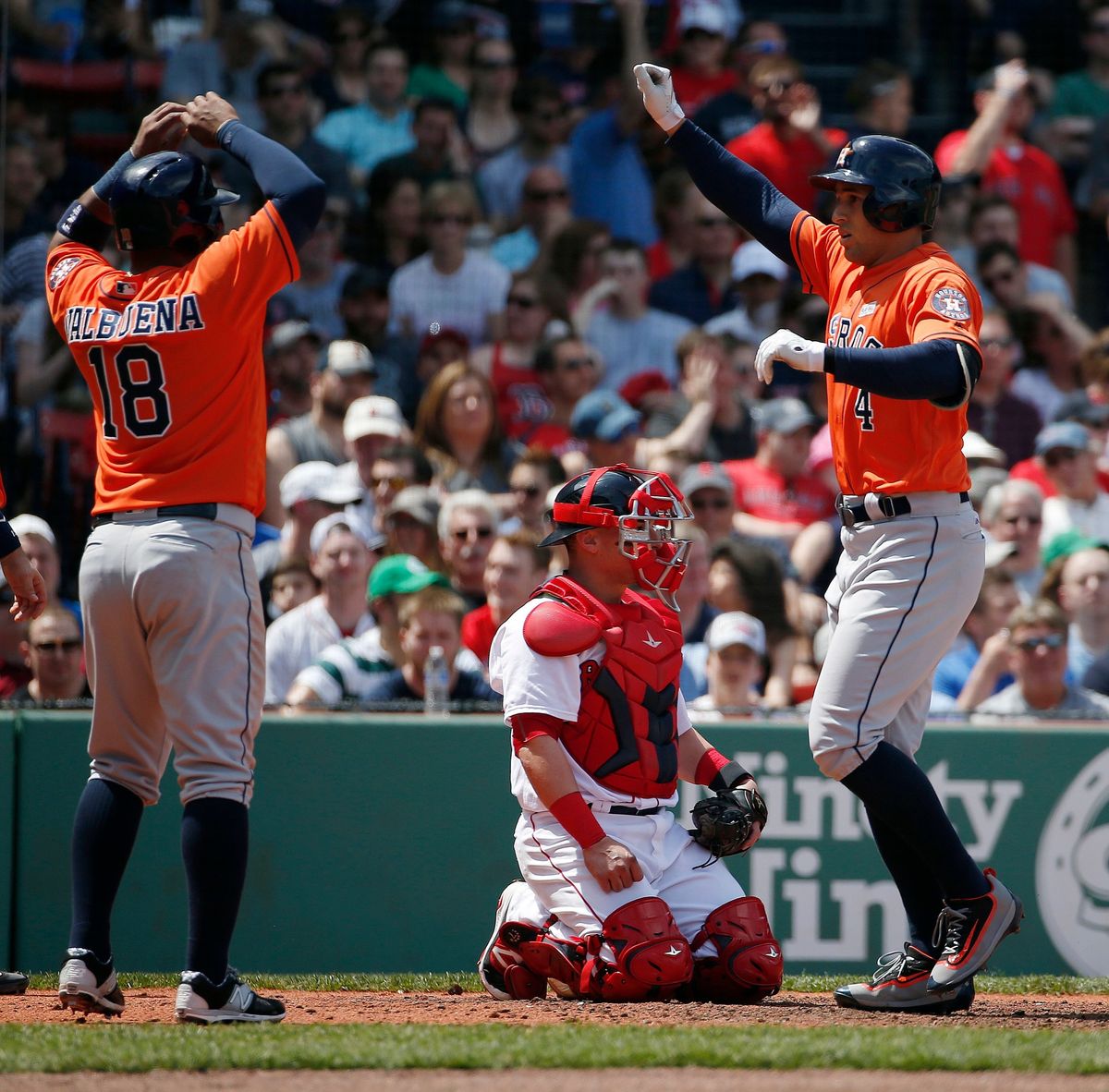 George Springer crosses home plate, via  [object Object] .