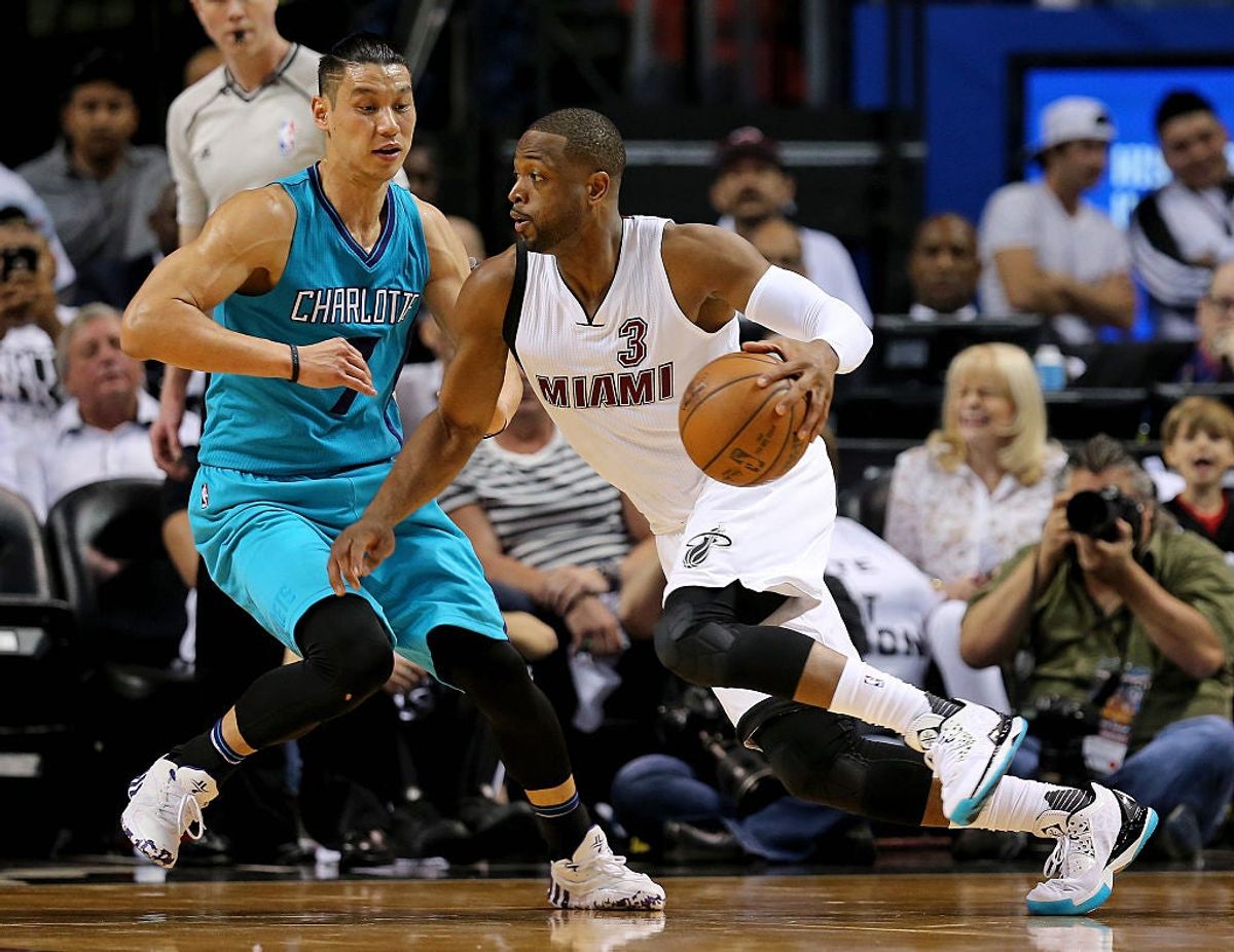 This is Dwyane Wade driving on Jeremy Lin in Game 1. Via  [object Object] .