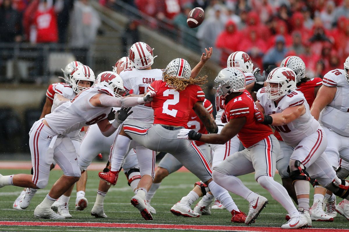 Chase Young (center) absolutely wrecking Wisconsin’s shit