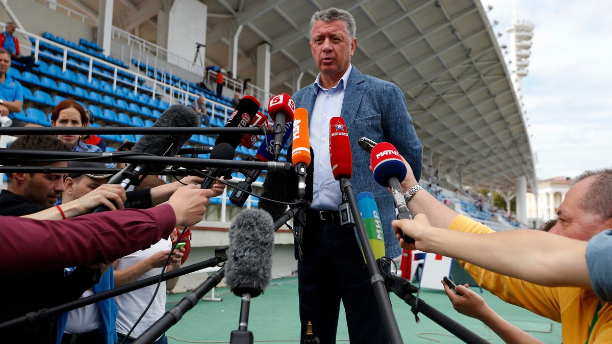 Dmitry Shlyakhtin, President of Russia’s Athletics Federation. Photo: Alexander Zemlianichenko/AP