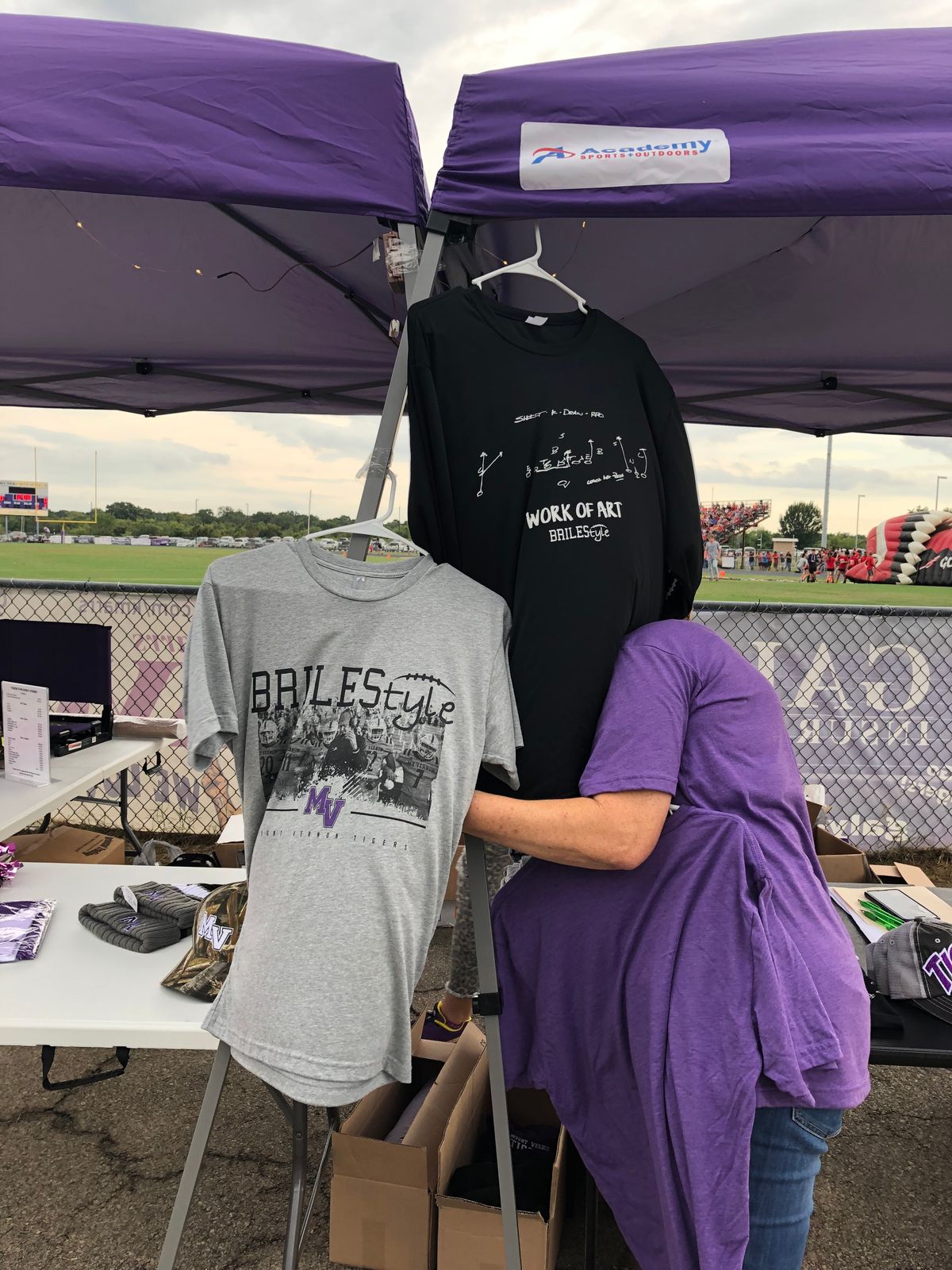 T-shirts displayed for sale at the Mount Vernon versus Winnsboro game.