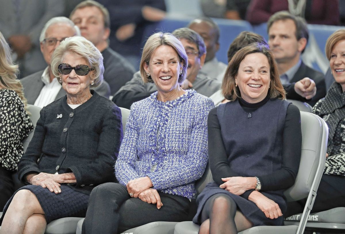 Detroit Lions owner and chairman Martha Firestone Ford, from left, vice-chair Sheila Ford Hamp, and vice-chair Elizabeth Ford Kontulis were all  smiles  back in 2018 when  Matt Patricia was introduced as new head coach .