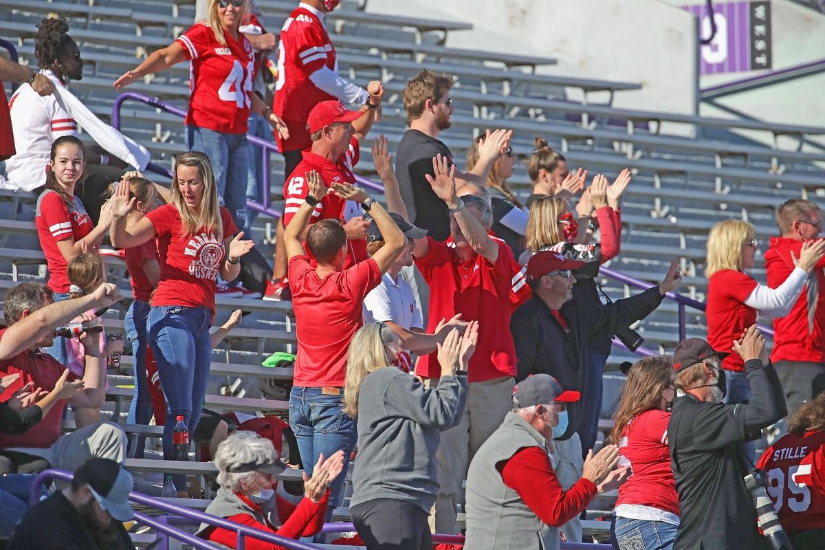 Fans watch the University of Nebraska’s football team.