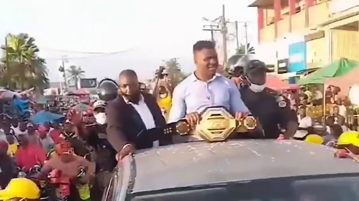 The scene as Francis Ngannou brings his UFC title home to Cameroon.