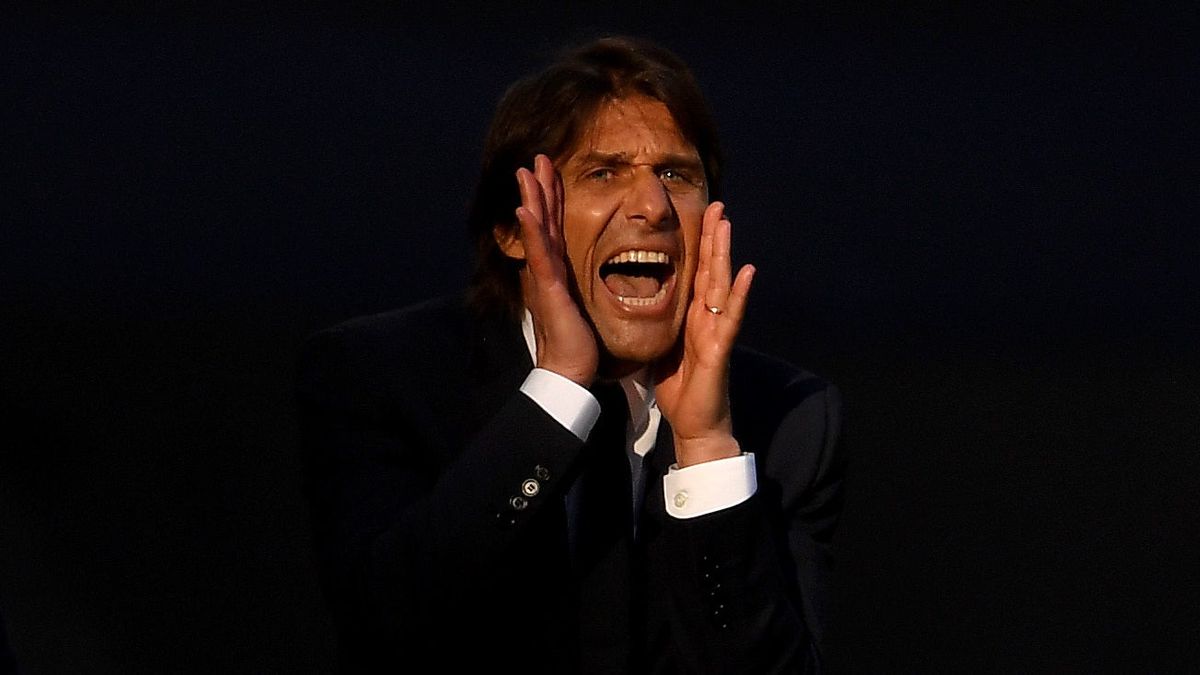 Antonio Conte at the FA Cup Final, or possibly screaming from the void.