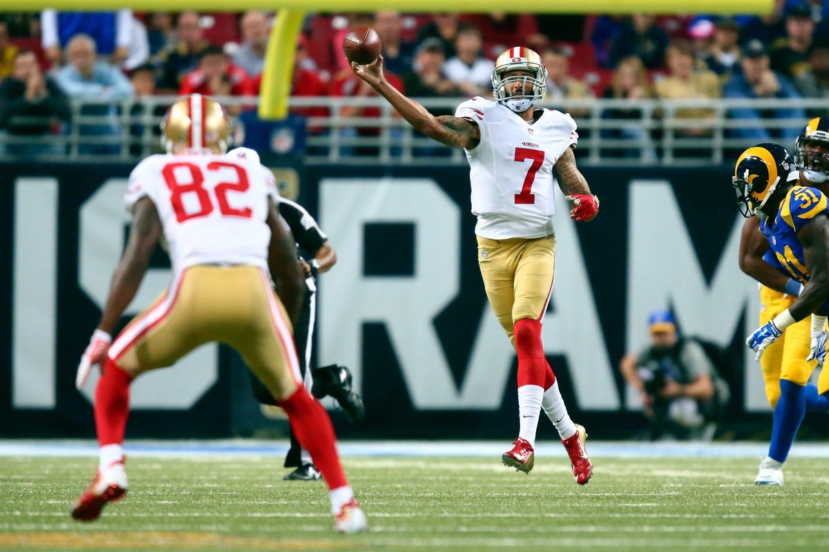 Kap tosses one to Torrey Smith, and it probably hurt.