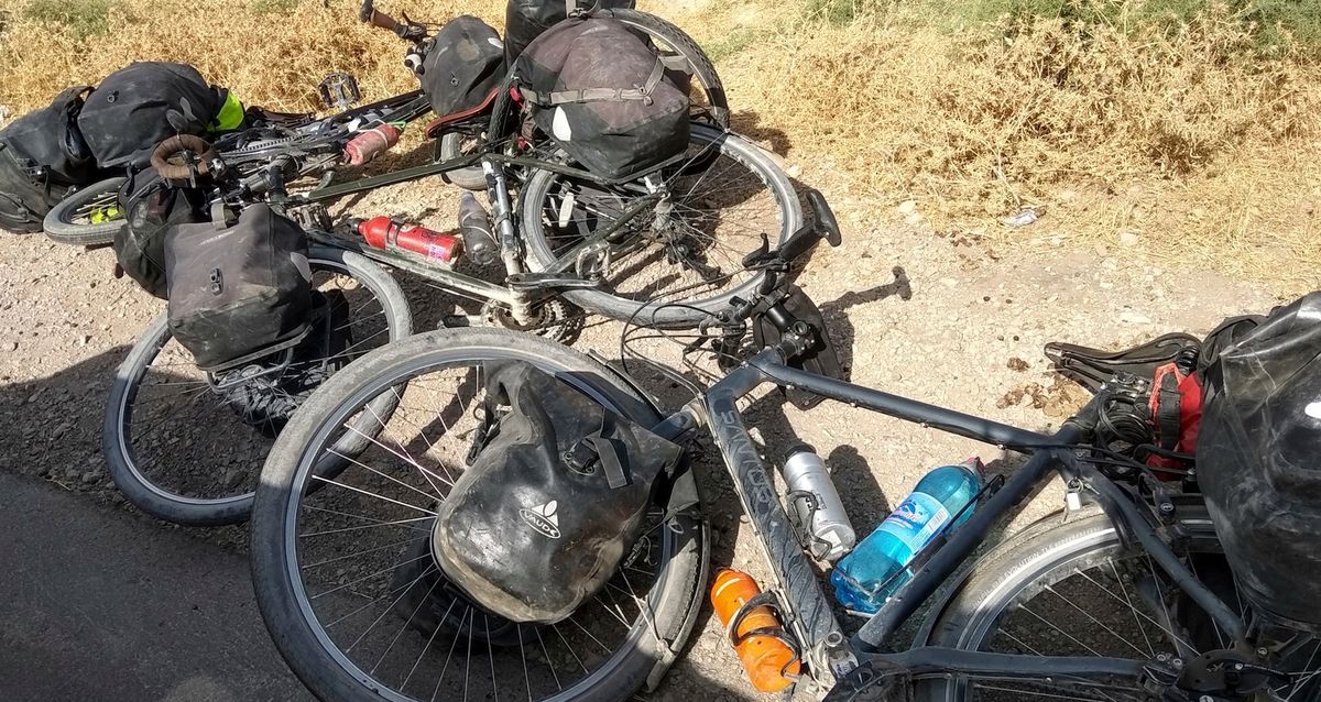 Two of the riders’ bikes