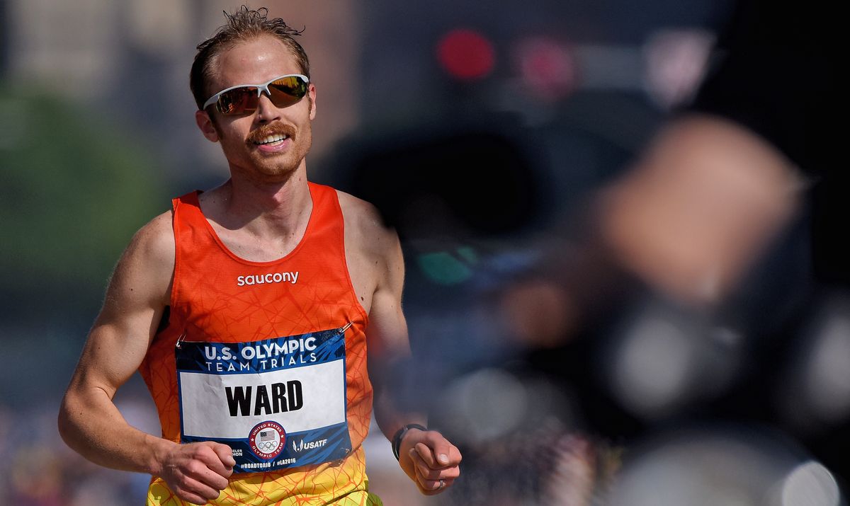 Look, Olympic marathoner Jared Ward is sponsored by Saucony. (Photo credit: Jonathan Moore/ [object Object] )