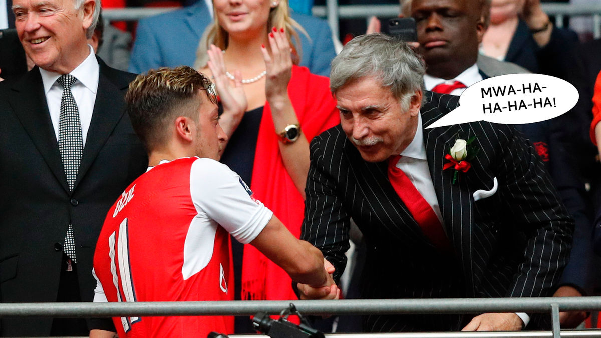 Arsenal owner Stan Kroenke, seen here laughing deviously.