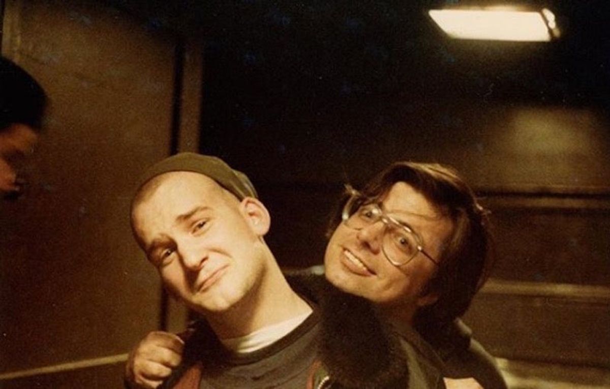 Ian MacKaye (left) poses with Skip Groff (right)