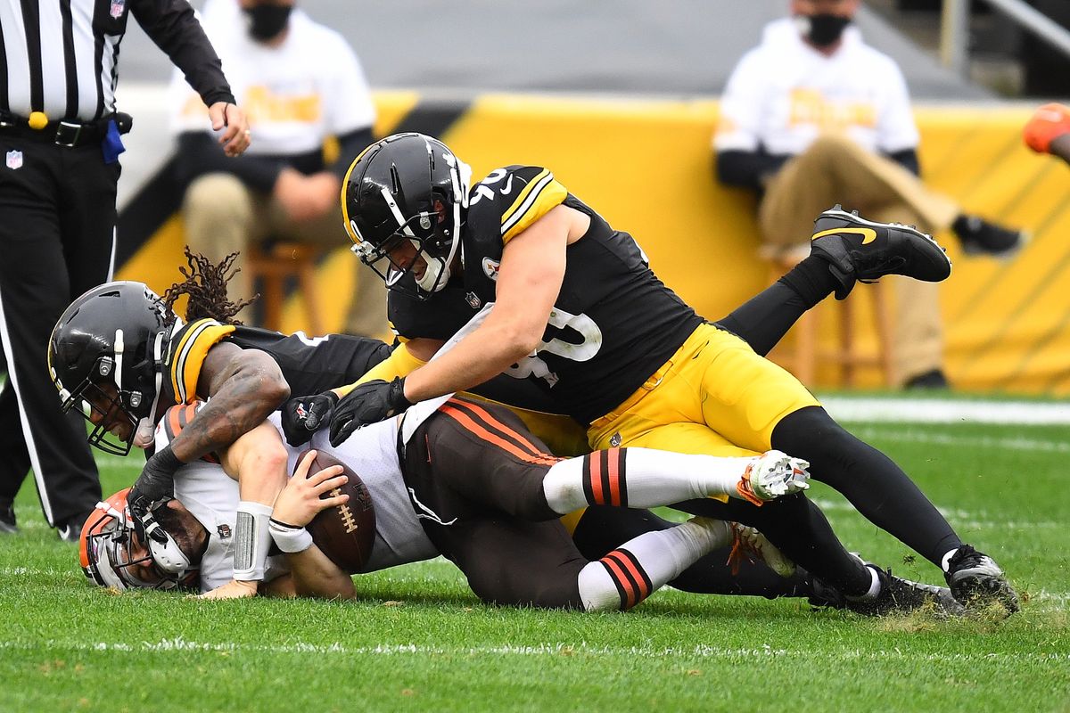 An imposing Steelers defense plays pattycake with Baker Mayfield’s skull.