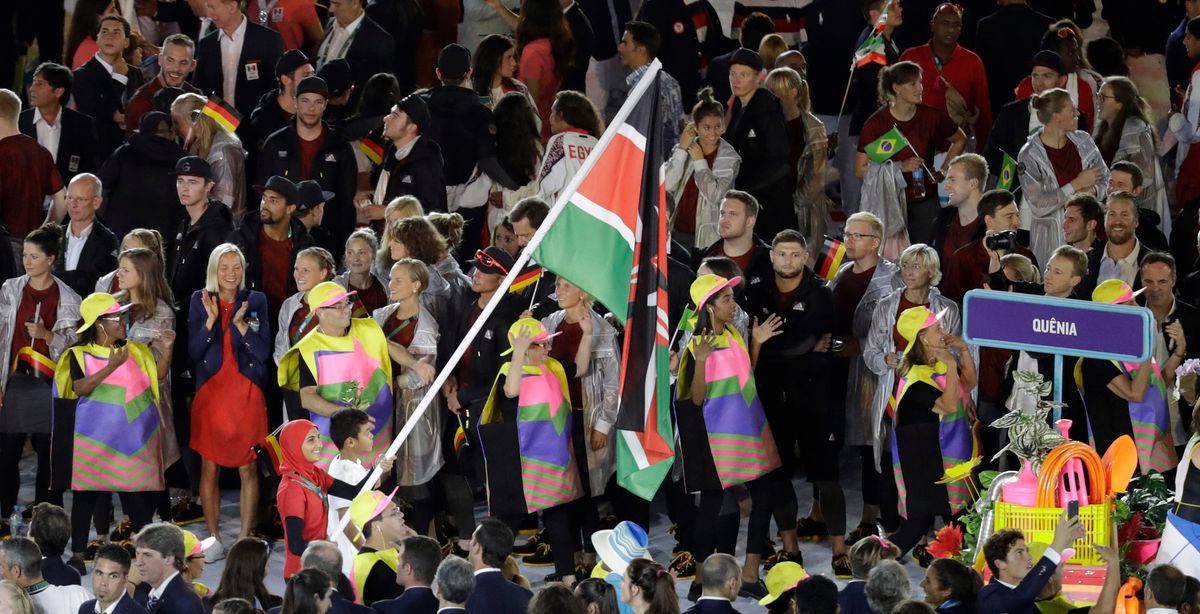 Team Kenya enters the opening ceremonies. Photo credit: Markus Schreiber/ [object Object]