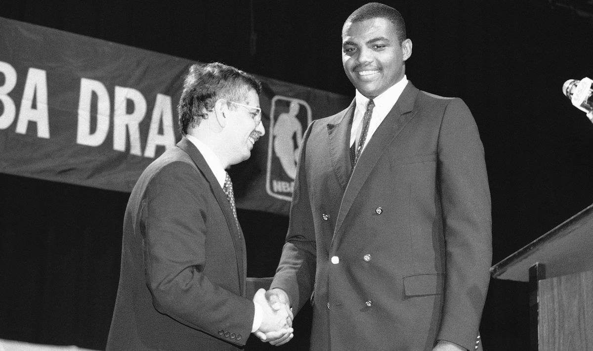 Charles Barkley is drafted 5th overall by the Philadelphia 76ers in the 1984 draft. (Photo credit: Marty Lederhandler/ [object Object] )