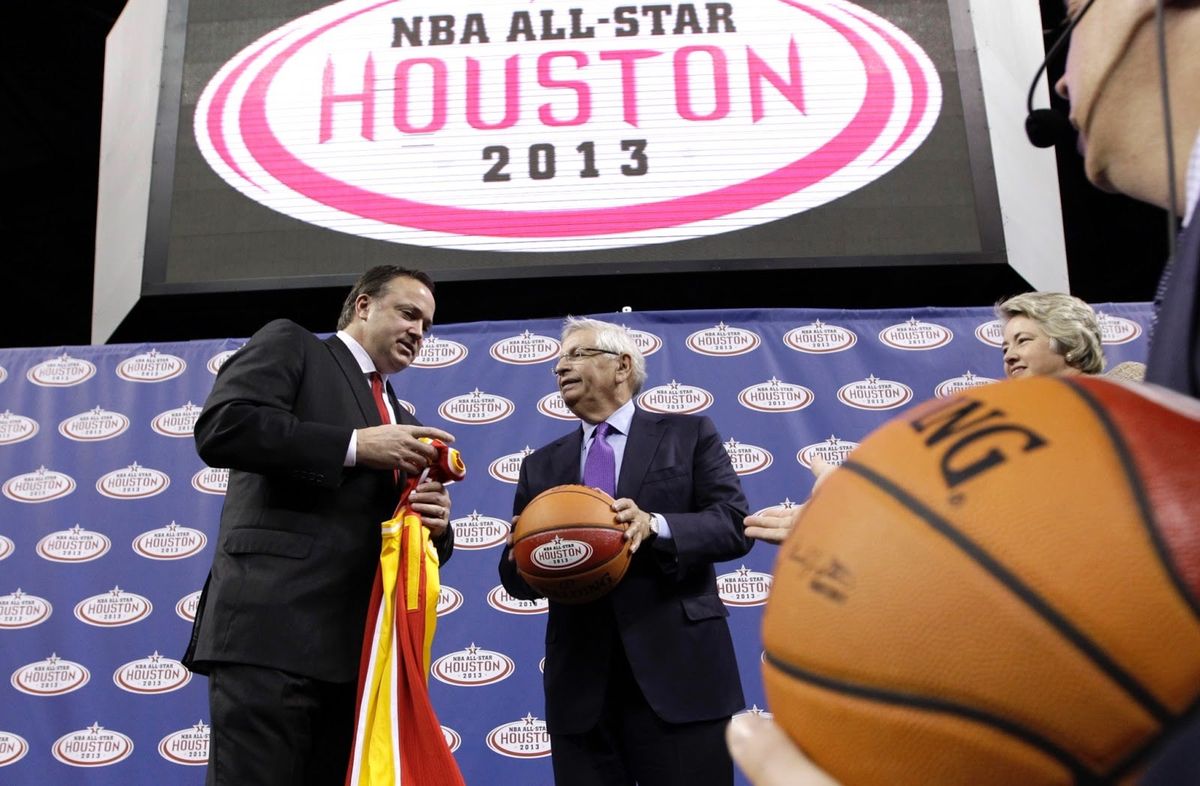 Tad Brown, left, with David Stern in 2013.