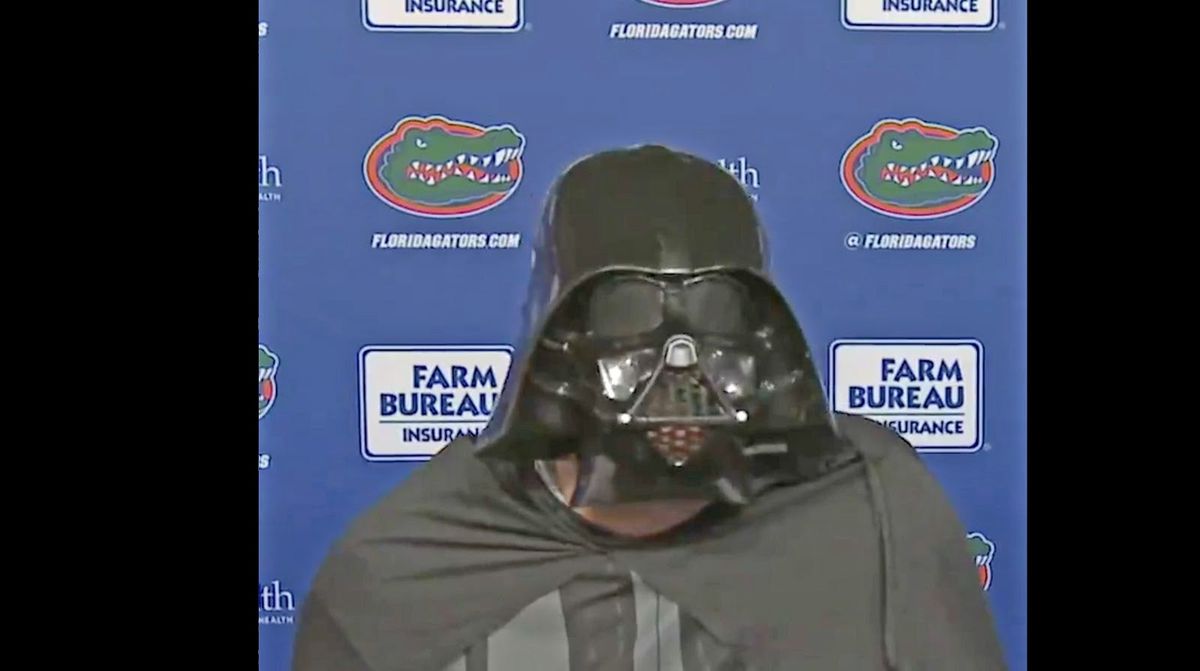 Florida coach Dan Mullen, dressed as a fictional character who famously killed children.