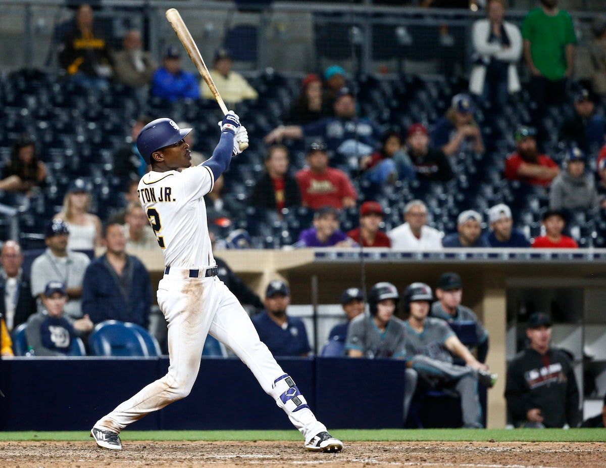 Melvin Upton Jr. watching his walk-off dinger get up on out of the yard. Via  [object Object] .