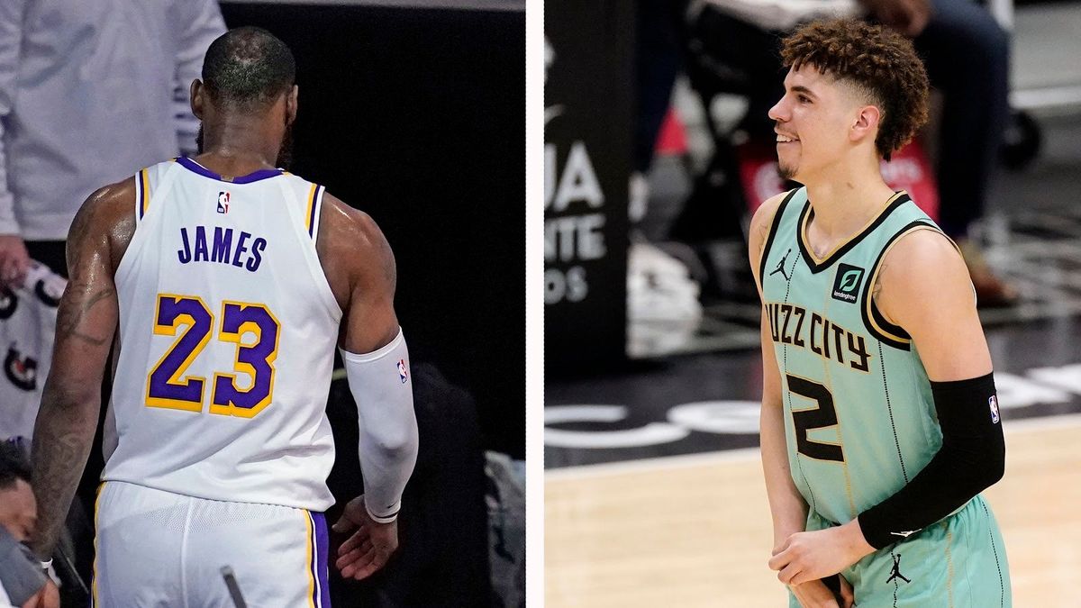 LeBron James (l.) and LaMelo Ball are both hurt.