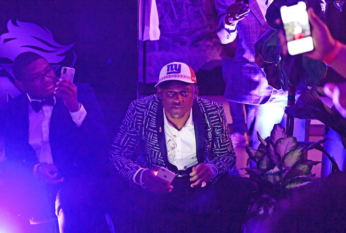 DeAndre Baker, seen here during a 2019 NFL Draft after-party, was playing Madden and not committing an  armed robbery at Florida house party on May 13 , says his attorney.