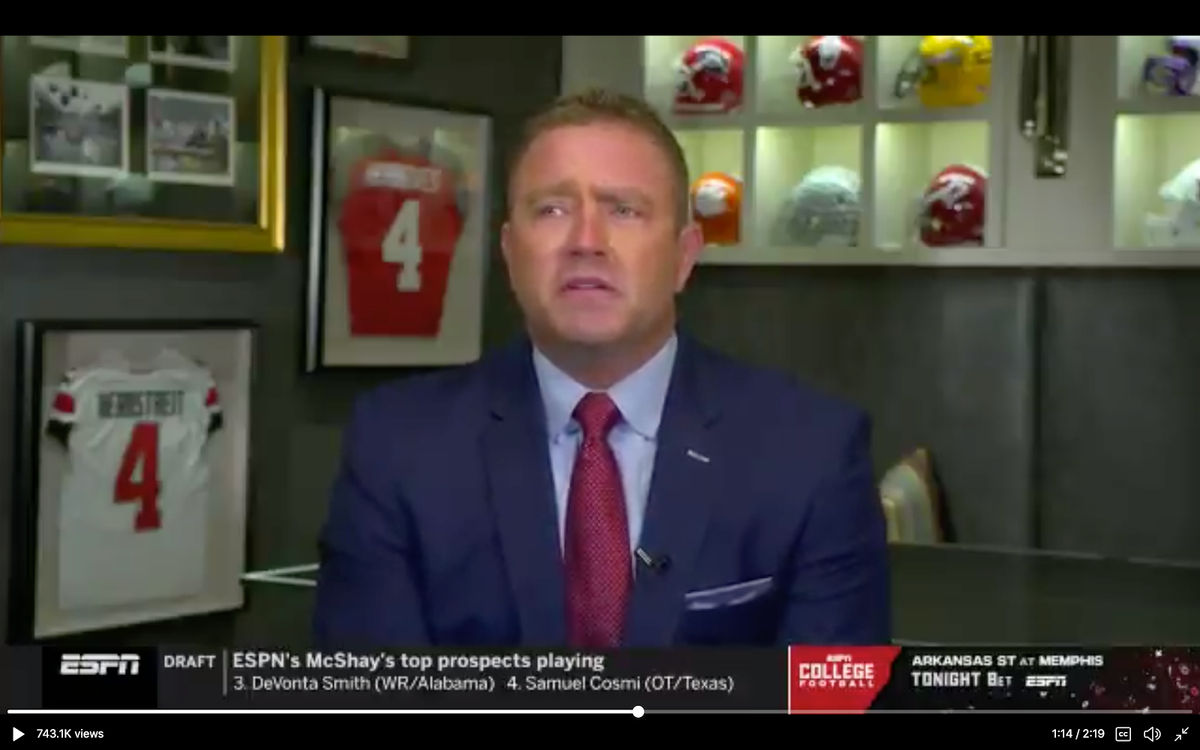 An emotional Kirk Herbstreit tears up talking about racial injustice during ESPN’s first airing of College GameDay.