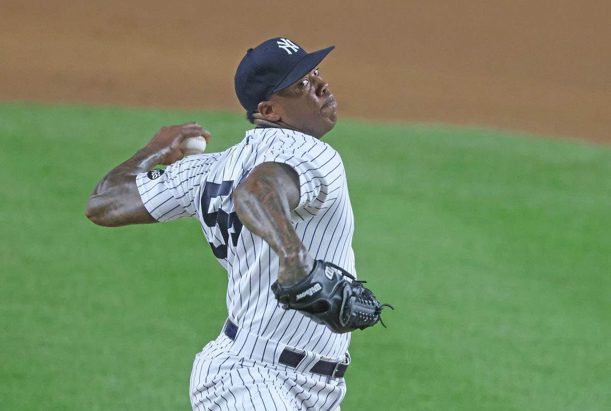 For some reason Aroldis Chapman is still in baseball nearly killing guys.