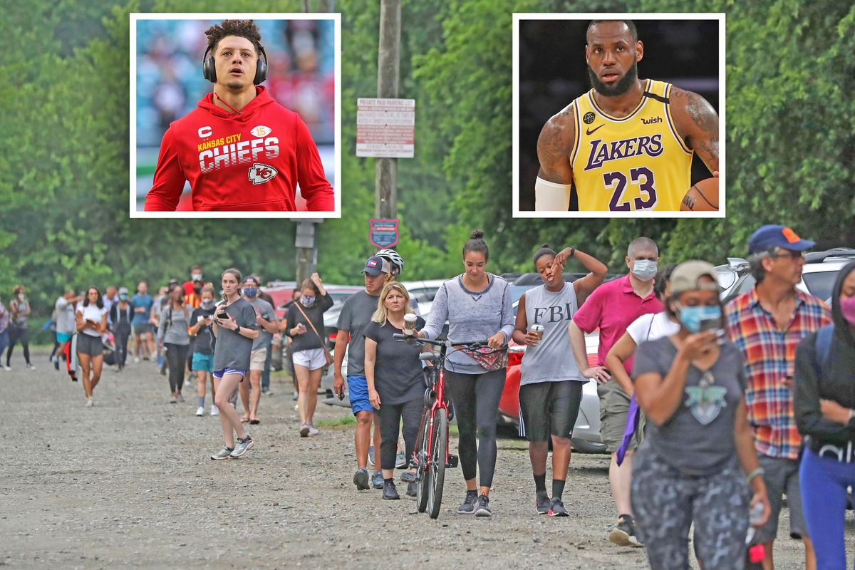 Super Bowl MVP Pat Mahomes ( inset l.)  is joining LeBron James in battle  against  voter suppression .