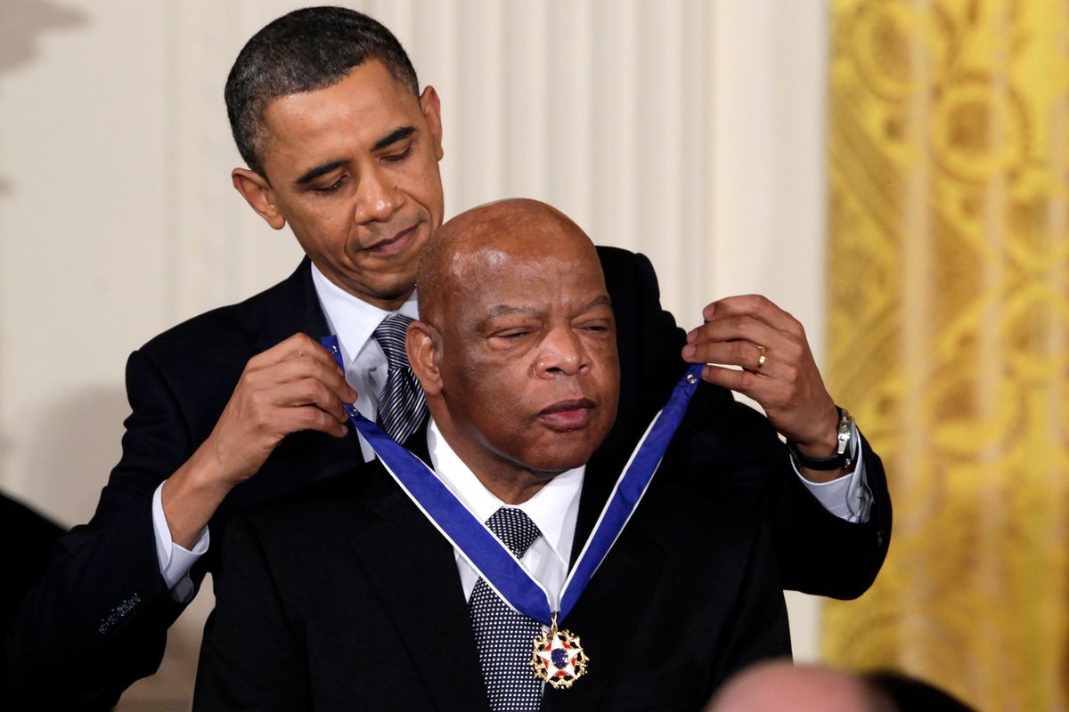President Barack Obama awards John Lewis with the Medal of Freedom.