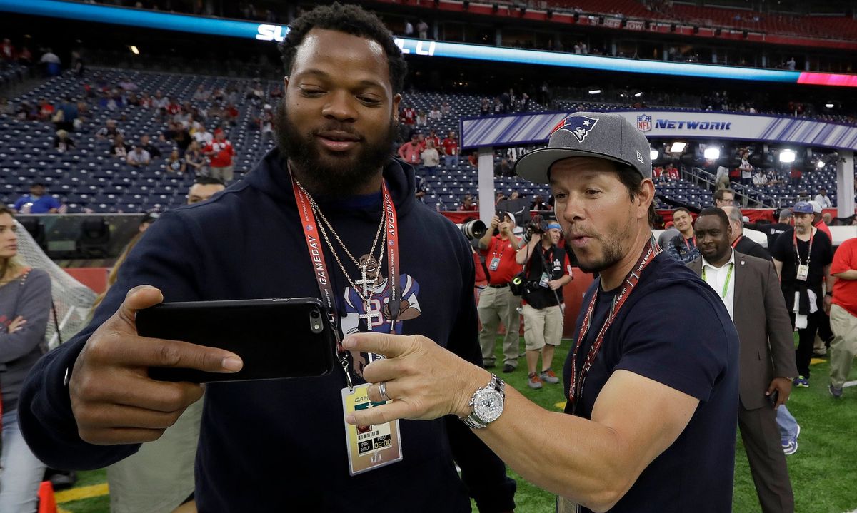 Bennett on the field before Super Bowl LI