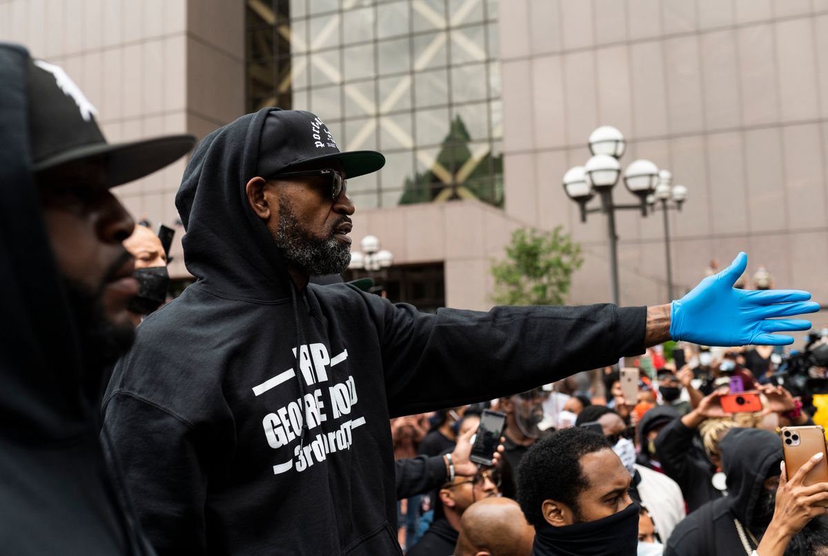 “We came for justice, we came for convictions,” former NBA star Stephen Jackson told a crowd in Minneapolis.