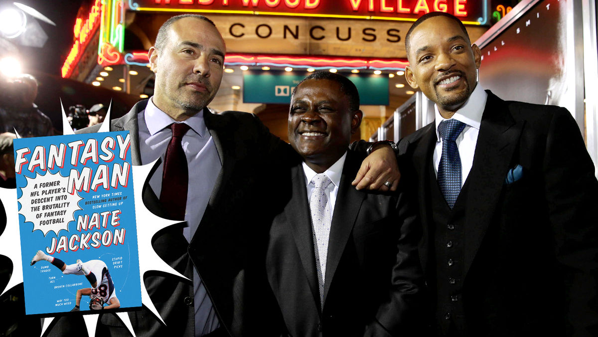 L-R: Peter Landesman, Bennet Omalu, Will Smith. Photo: Eric Charbonneau/ [object Object] . Book jacket: Harper.