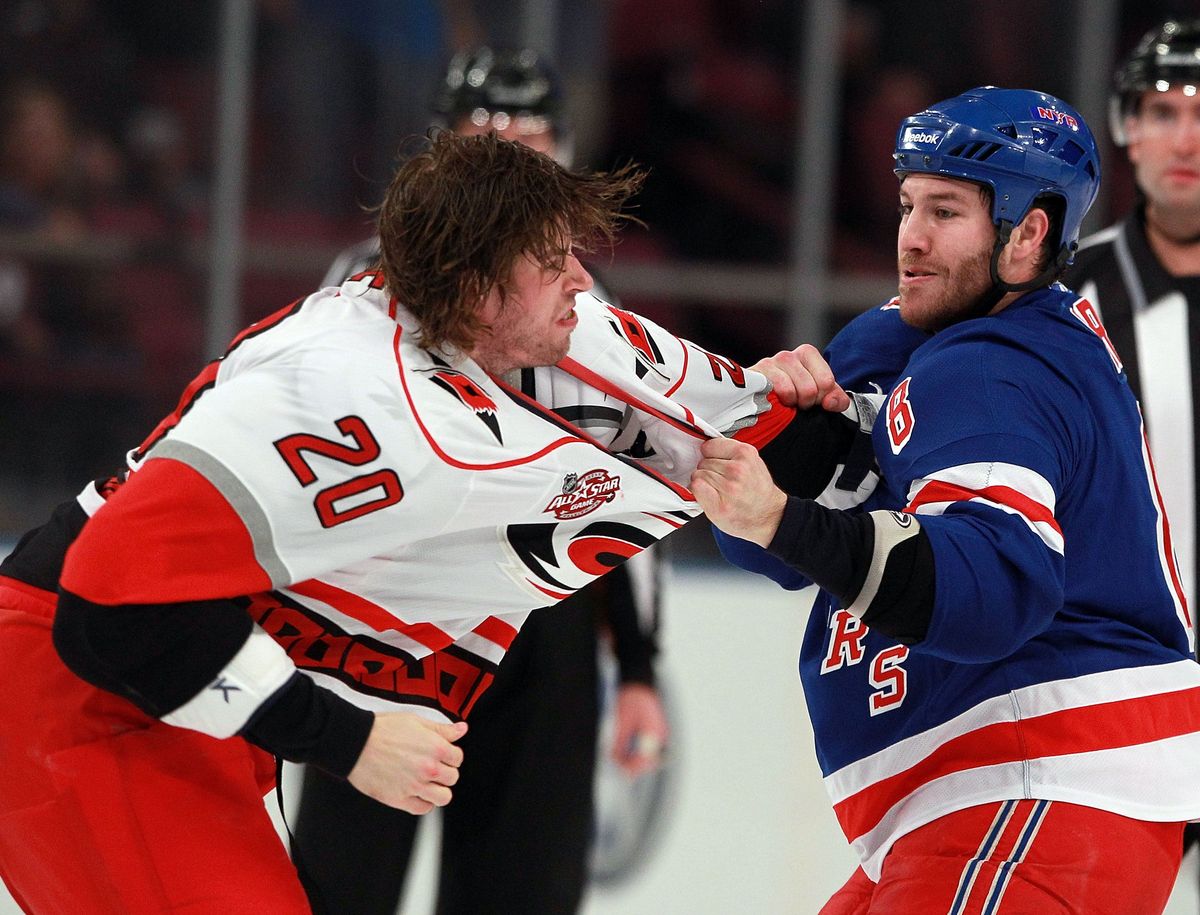 Brandon Prust (r.) doesn’t seem to have a firm grasp on the nuance of racism.
