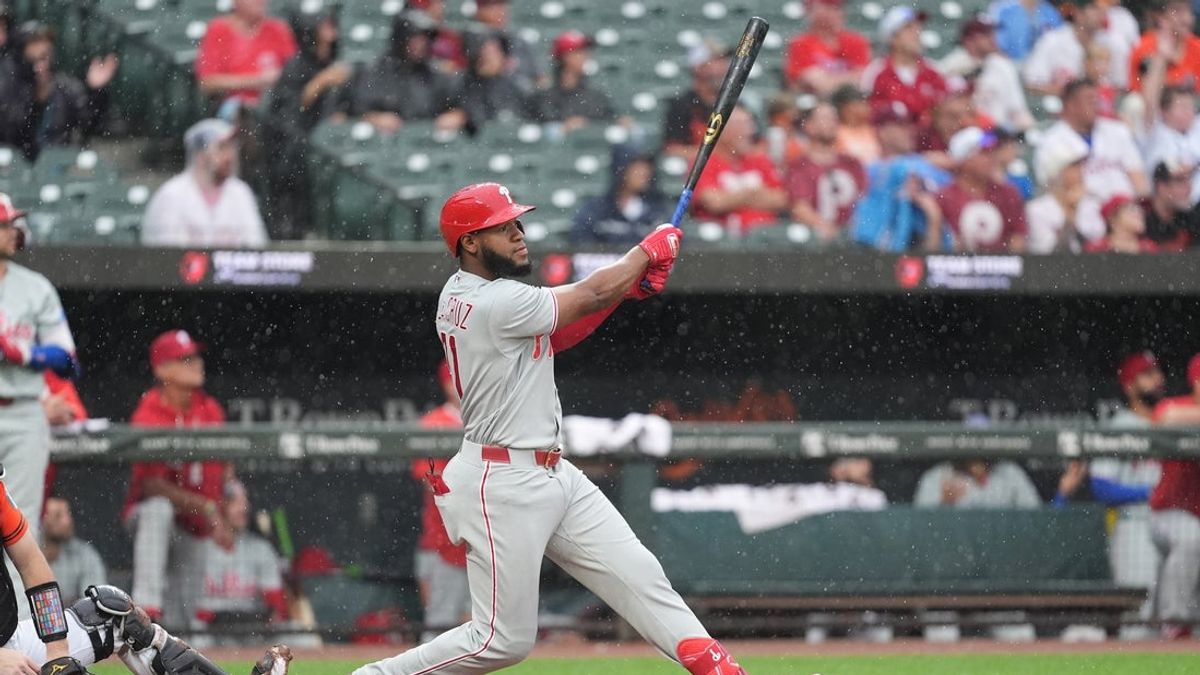 
            Phillies clobber Orioles 8-0 in rain-shortened series finale
        