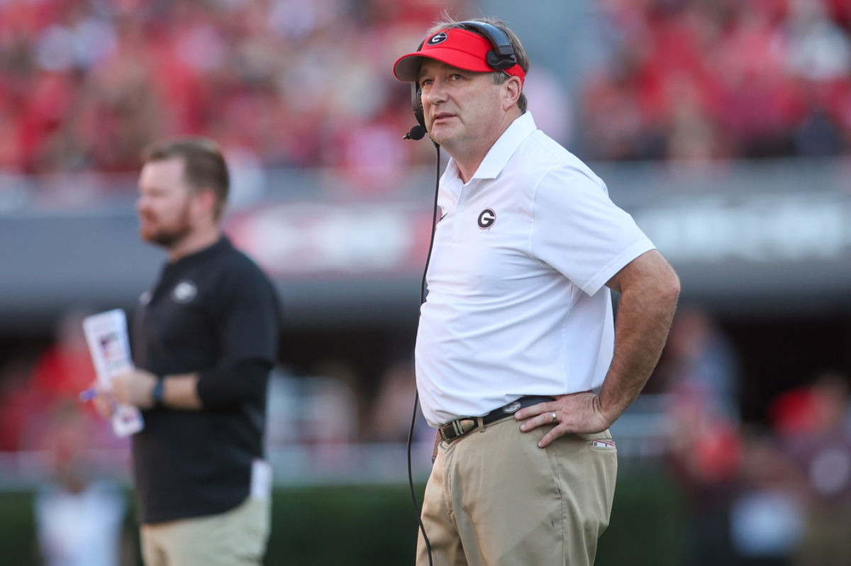FOTO USA Today Sports Images. Kirby Smart é o treinador principal do Georgia Bulldogs, que deve ser o melhor time do futebol universitário.