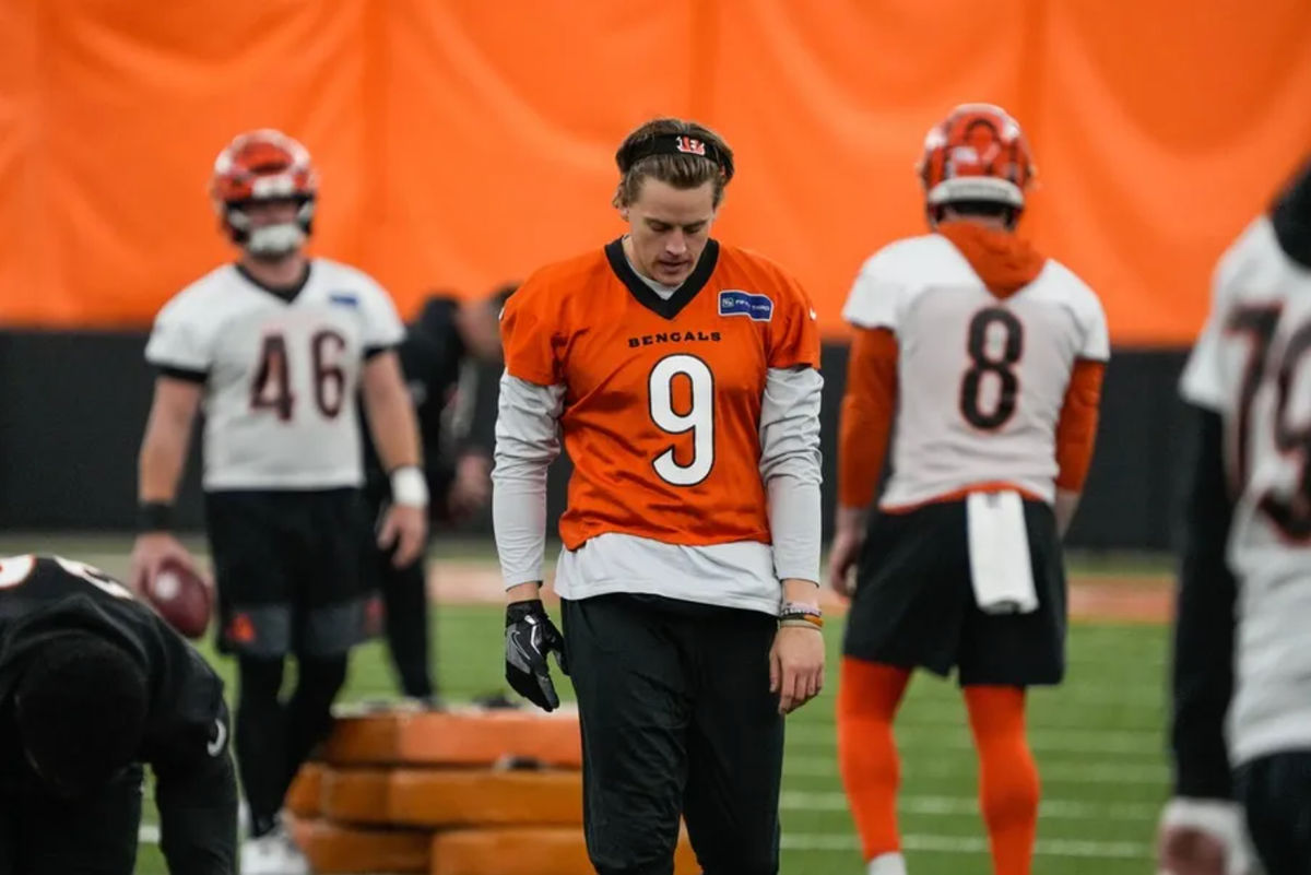 Bengals Joe Burrow (9) returns to practice on Monday November 10, 2025. PHOTO USA TODAY SPORTS IMAGES