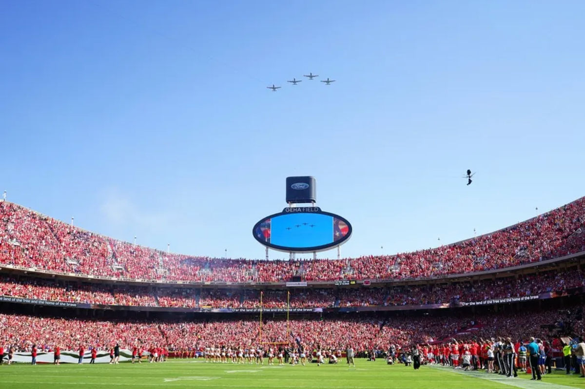 Sep 28, 2025; Kansas City, Missouri, USA; A general view of GEHA Field before the game between the Kansas City Chiefs and Baltimore Ravens at GEHA Field at Arrowhead Stadium. Mandatory Credit: Denny Medley-Imagn Images