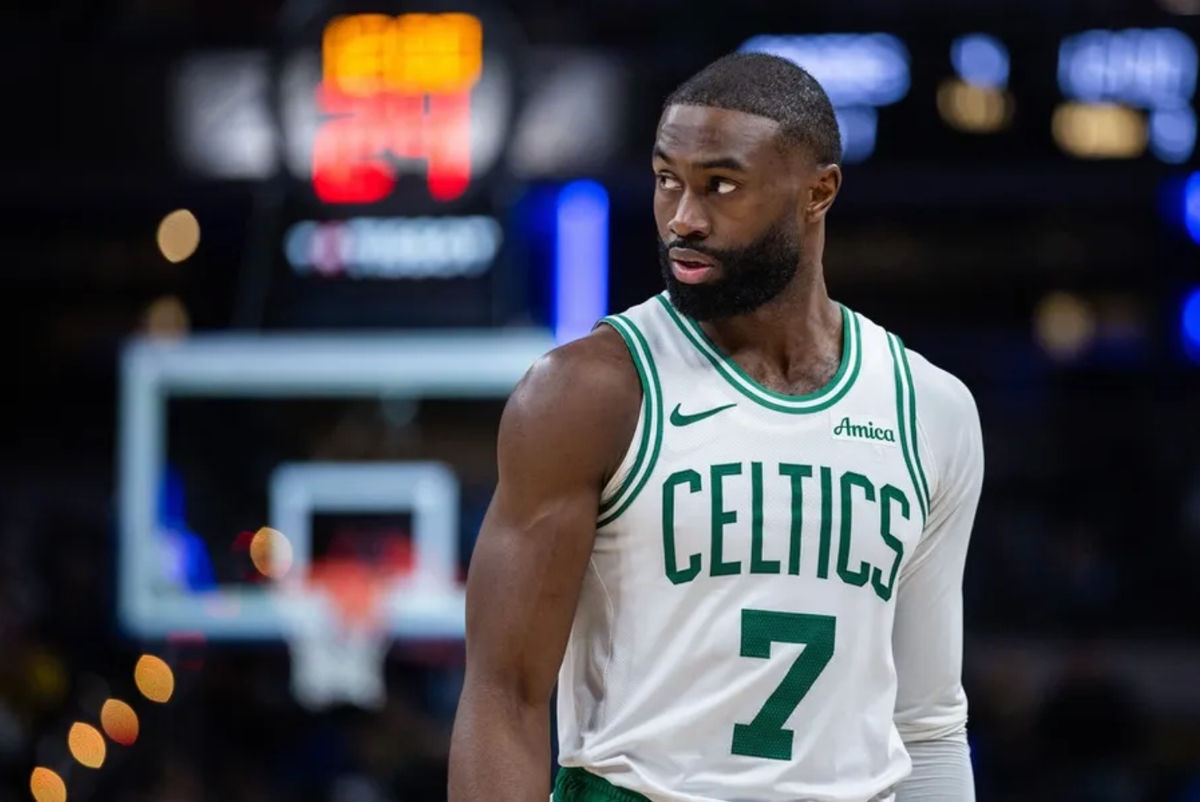 Dec 26, 2025; Indianapolis, Indiana, USA; Boston Celtics guard/forward Jaylen Brown (7) in the second half against the Indiana Pacers at Gainbridge Fieldhouse. Mandatory Credit: Trevor Ruszkowski-Imagn Images