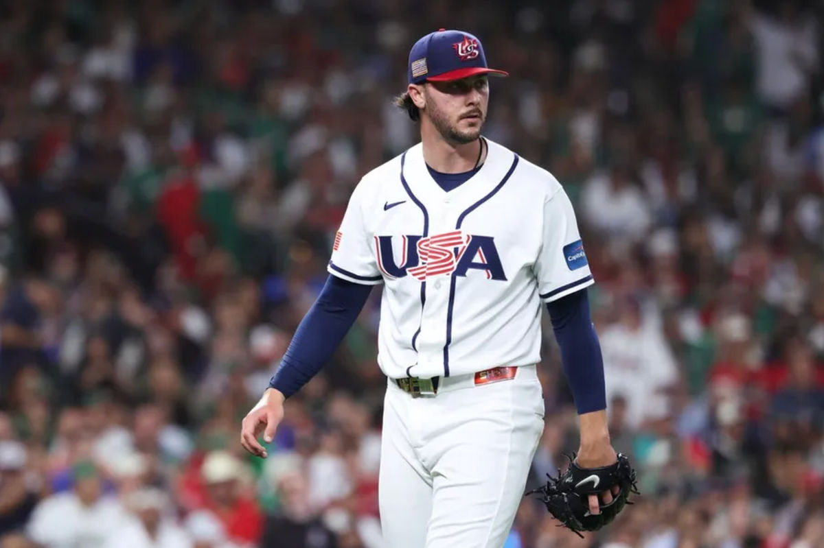 Mar 9, 2026; Houston, TX, United States; United States pitcher Paul Skenes (30) walks off the field in the second inning against Mexico at Daikin Park. Mandatory Credit: Troy Taormina-Imagn Images
