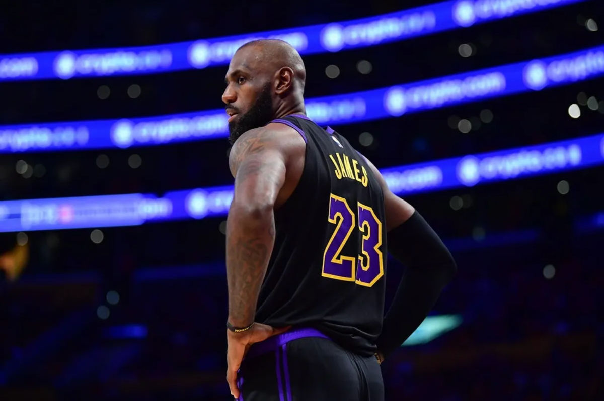 May 11, 2026; Los Angeles, California, USA; Los Angeles Lakers forward LeBron James (23) during the second half in game four of the second round of the 2026 NBA Playoffs at Crypto.com Arena. Mandatory Credit: Gary A. Vasquez-Imagn Images
