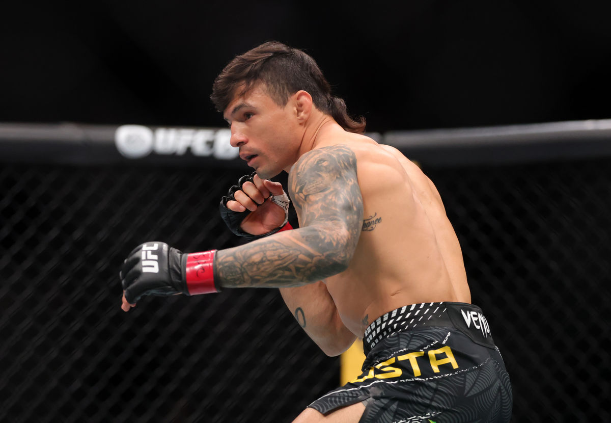 Jul 11, 2026; Las Vegas, Nevada, USA; Alessandro Costa during UFC 329 at T-Mobile Arena. Mandatory Credit: Mark J. Rebilas-Imagn Images