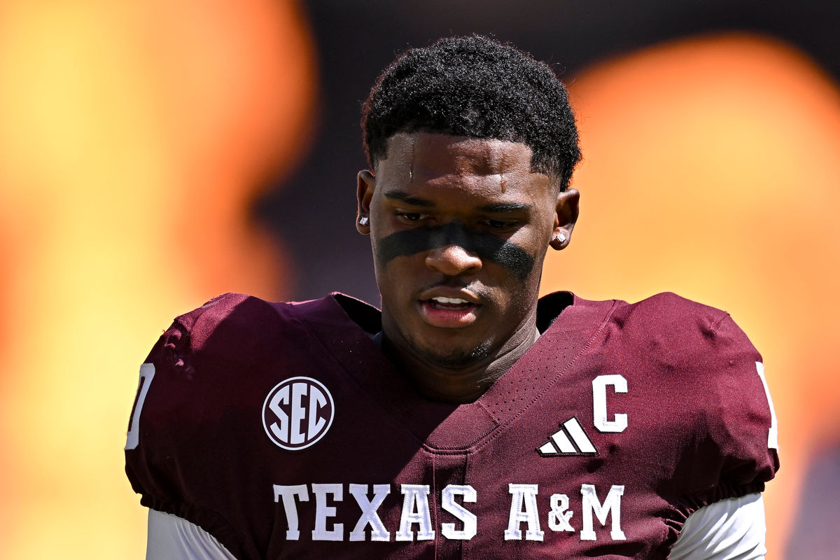 Sep 19, 2026; College Station, Texas, USA; Texas A&M Aggies quarterback Marcel Reed (10) walks on the field prior to the game against the Kentucky Wildcats at Kyle Field. Mandatory Credit: Maria Lysaker-Imagn Images