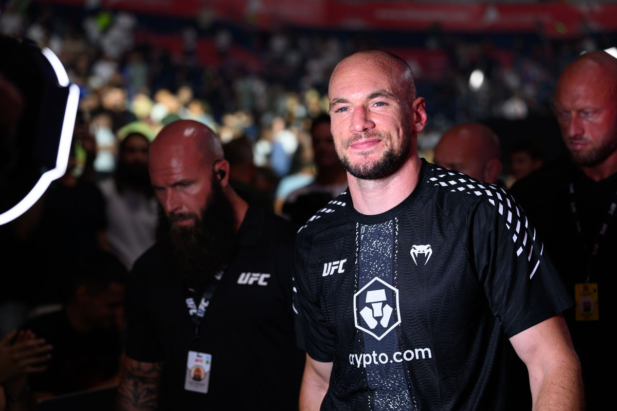 Aug 1, 2026; Belgrade, Serbia; Uros Medic after beating Daniel Rodriguez (not shown) during UFC Fight Night at Belgrade Arena. Mandatory Credit: Per Haljestam-Imagn Images