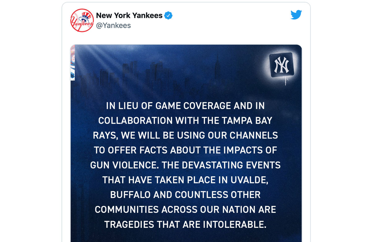 Yankees and Rays educate Twitter followers on gun violence