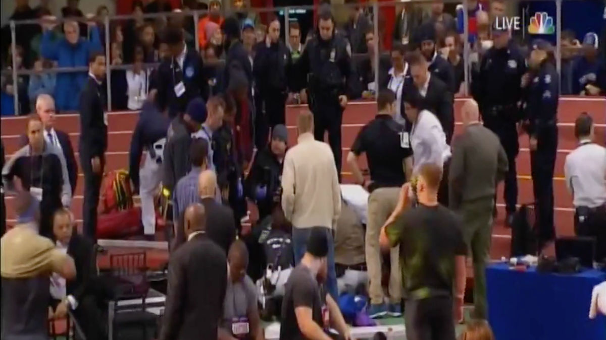 Jamaican Distance Runner Kemoy Campbell Collapses While Pacing Men&#39;s 3000m At Millrose Games 