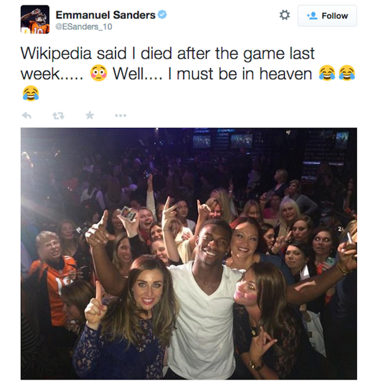 Emmanuel Sanders Partied In Heaven With All The Ladies