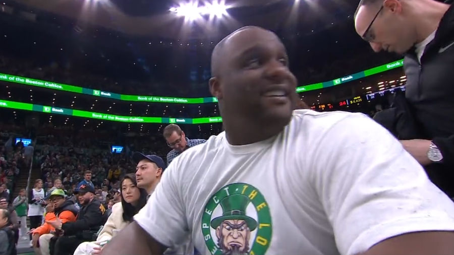 Big Baby got caught on candid camera at the Celtics game today, and he deserved it for that lame shirt